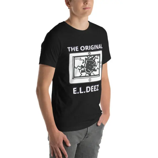 The Original E L Deez T Shirt Black Heather Right Front