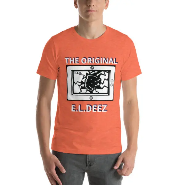 The Original E L Deez T Shirt Heather Orange Front