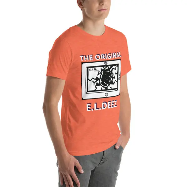 The Original E L Deez T Shirt Heather Orange Right Front