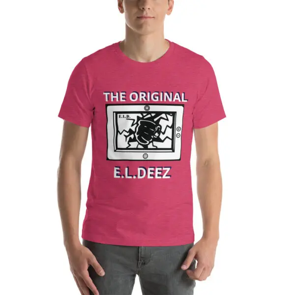 The Original E L Deez T Shirt Heather Raspberry Front