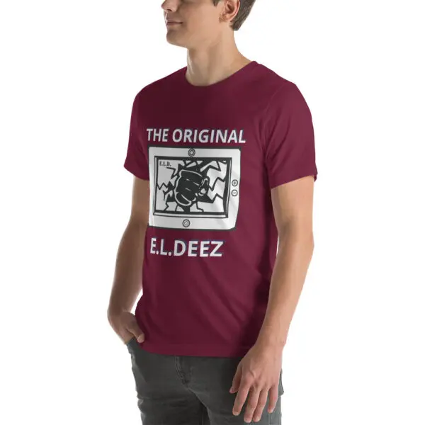 The Original E L Deez T Shirt Maroon Colour Left Front