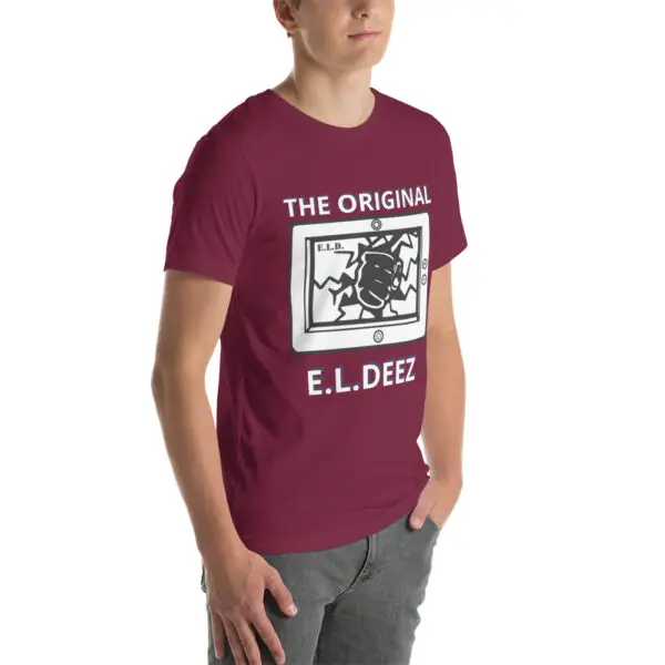 The Original E L Deez T Shirt Maroon Colour Right Front