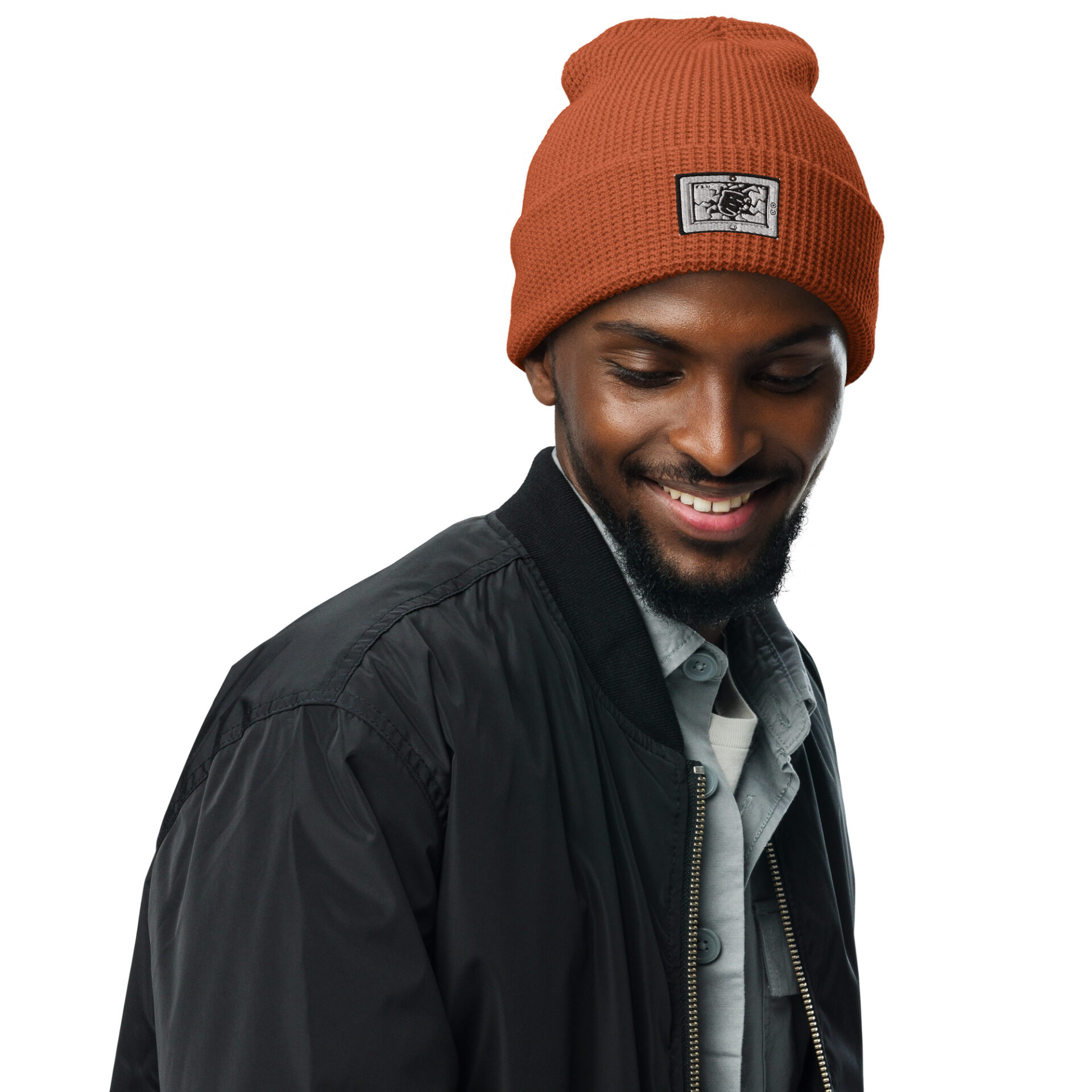 E.L. Deez Logo Waffle Beanie Rust Colour