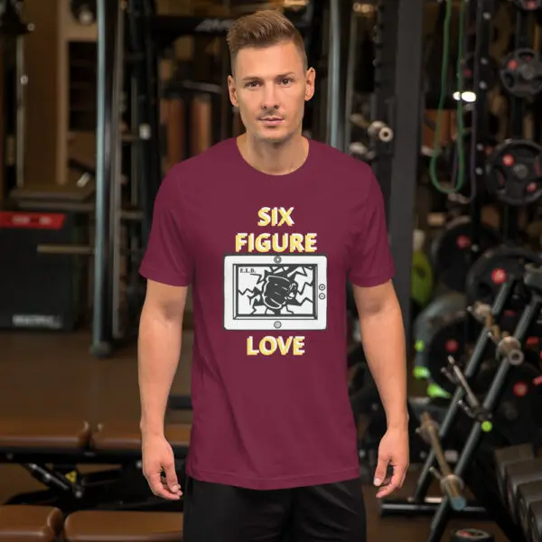 Six Figure Love T Shirt Maroon Colour Front View